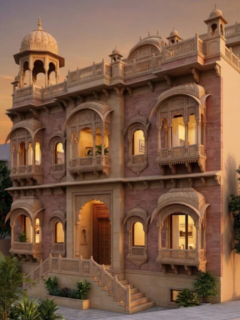 This stunning modern haveli home by Chithra ArchDesign blends authentic Rajasthani heritage with contemporary luxury. Inspired by classic courtyards and detailed craftsmanship, the exterior features carved stone brackets, elegant jharokhas, traditional chhatris and intricate stone lattice panels that reflect the timeless beauty of heritage havelis. Floor to ceiling glass windows open toward an infinity style courtyard pool, creating a seamless flow between tradition and modern living.

Designed for families who value heritage, culture and comfort, this haveli concept offers a warm sandstone facade paired with premium interior finishes. Rooftop terraces, shaded verandahs and luxury balconies add a regal touch, while detailed stonework keeps the soul of the home deeply rooted in Indian identity.

Pin this to your Haveli Design Ideas board for inspiration if you are planning your own heritage style home, boutique homestay or ancestral property restoration.

Concept design by Chithra ArchDesign. Image visualized using an AI based 3D rendering tool.

Save this pin and visit chithraarchdesign.com to explore more luxury heritage home concepts.

#havelihome #heritagehome #rajasthanihaveli #luxuryhaveli #chithraarchdesign
